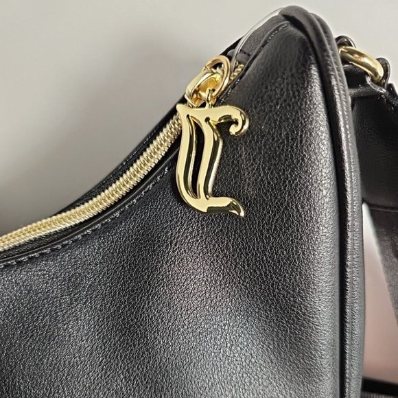 New Juicy Couture Black Obsession Crossbody Shoulder Bag Gold Studded Purse - Picture 6 of 9